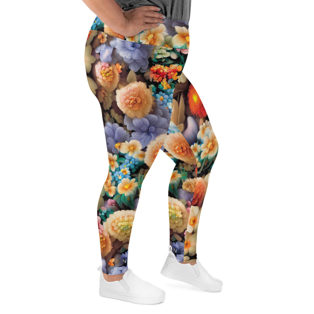 DMV 0302 Floral All-Over Print Plus Size Leggings