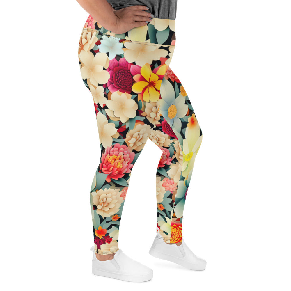 DMV 0260 Floral All-Over Print Plus Size Leggings