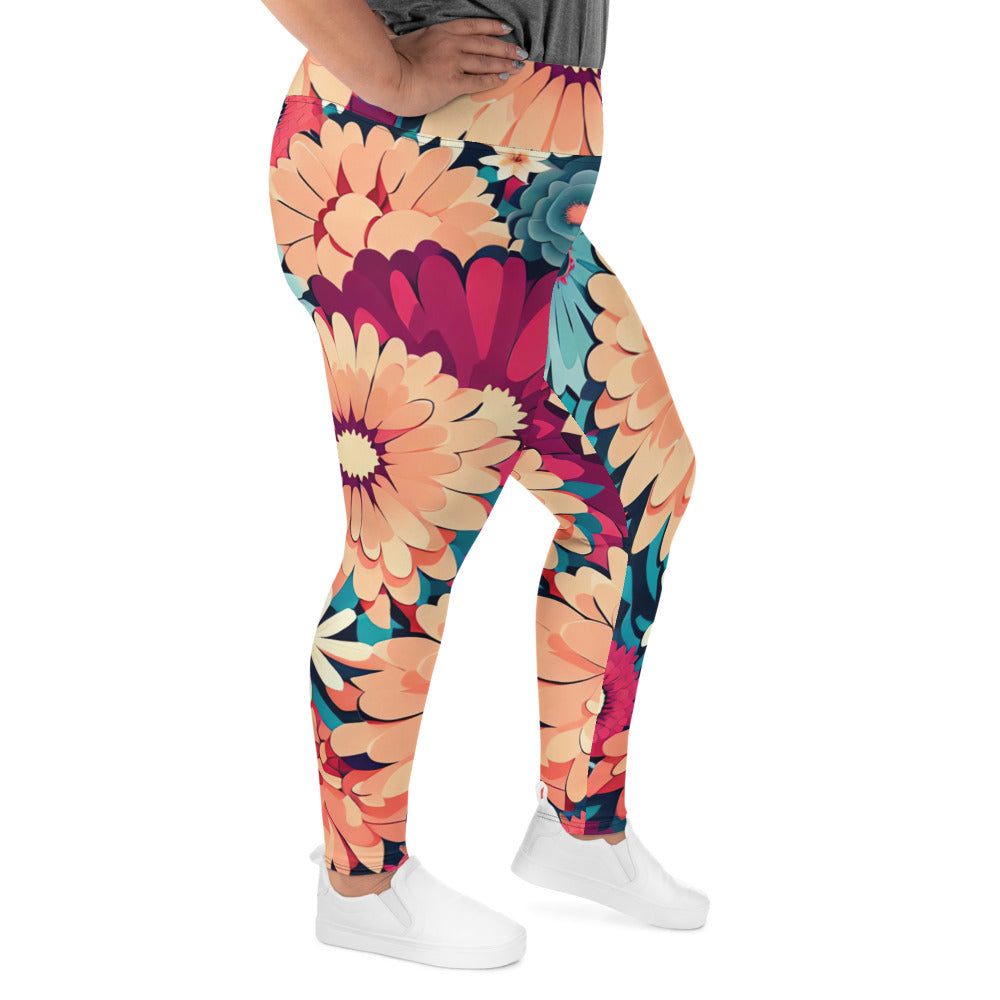 DMV 0293 Floral All-Over Print Plus Size Leggings