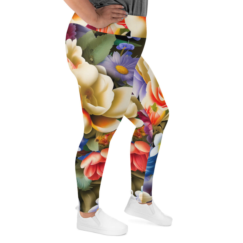 DMV 0268 Floral All-Over Print Plus Size Leggings