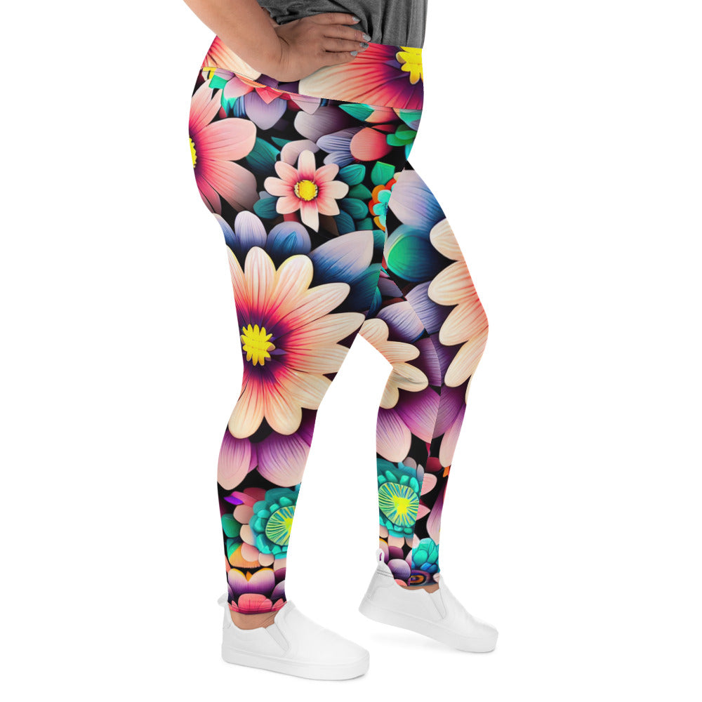 DMV 0515 Floral All-Over Print Plus Size Leggings