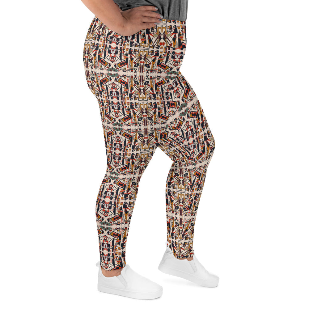 DMV 0432 Classic Boho All-Over Print Plus Size Leggings