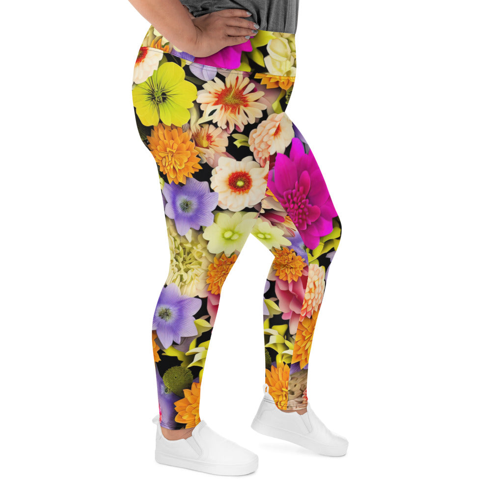 DMV 0557 Floral All-Over Print Plus Size Leggings