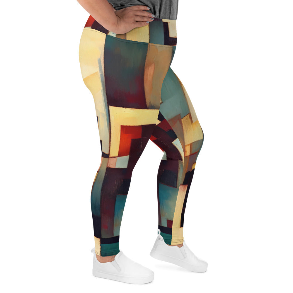 DMV 0317 Abstract Art All-Over Print Plus Size Leggings