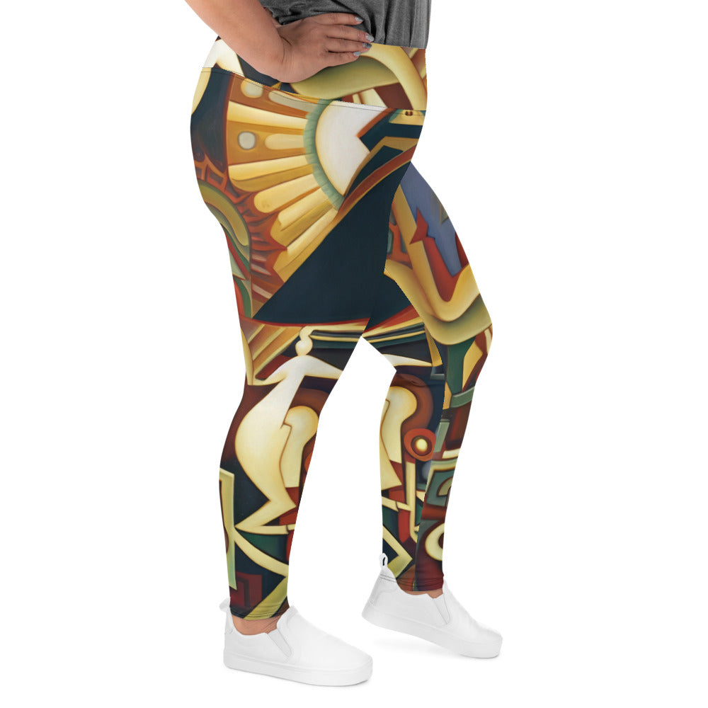 DMV 1133 Retro Art All-Over Print Plus Size Leggings