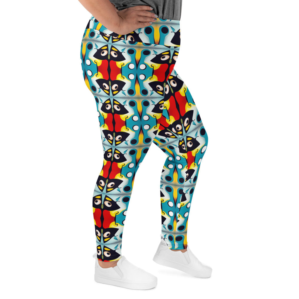 DMV 2107 Vintage Artsy All-Over Print Plus Size Leggings