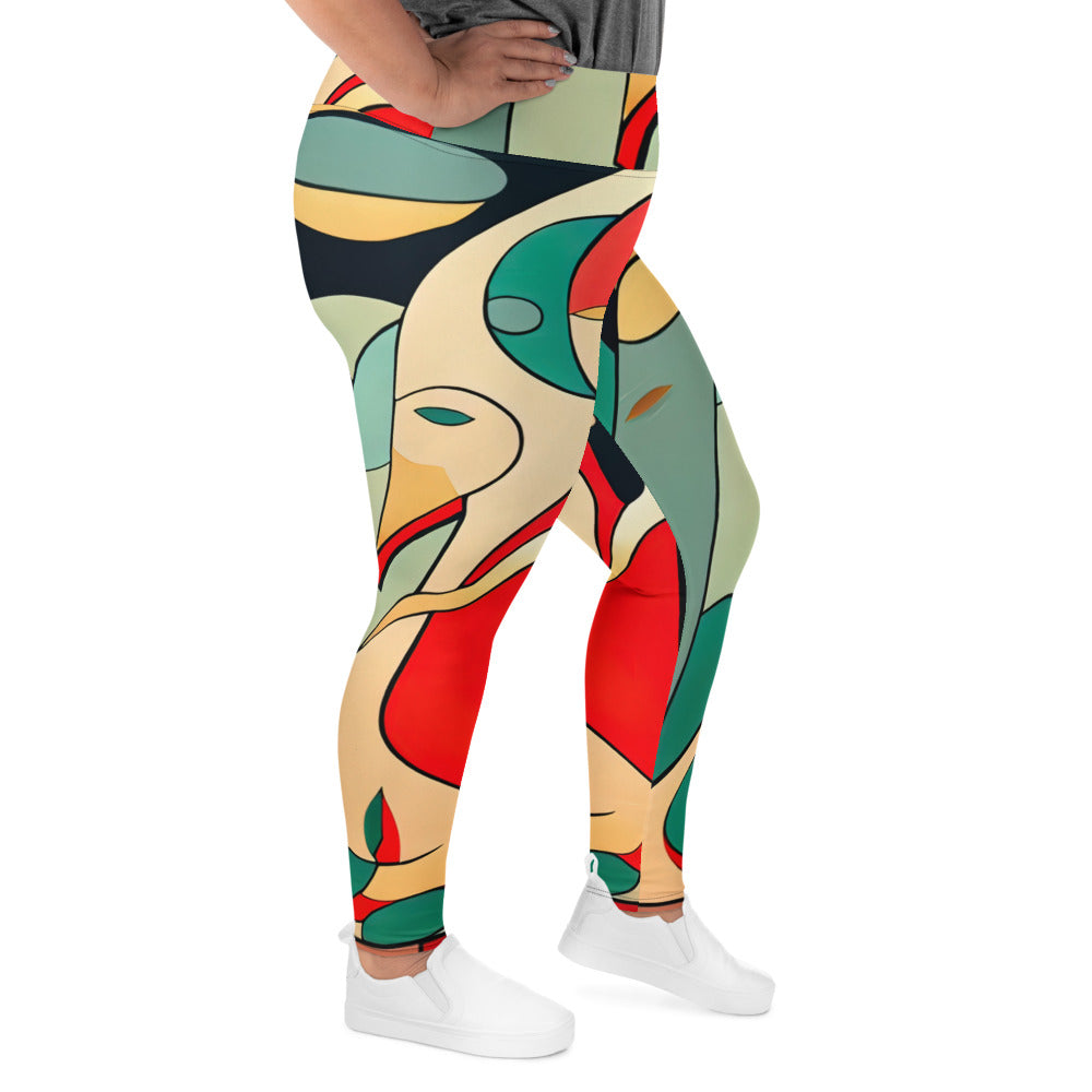 DMV 0395 Retro Art All-Over Print Plus Size Leggings