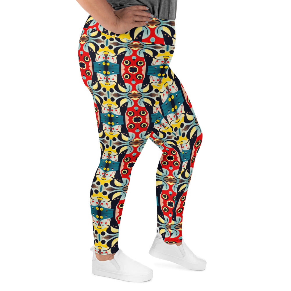 DMV 1706 Vintage Artsy All-Over Print Plus Size Leggings