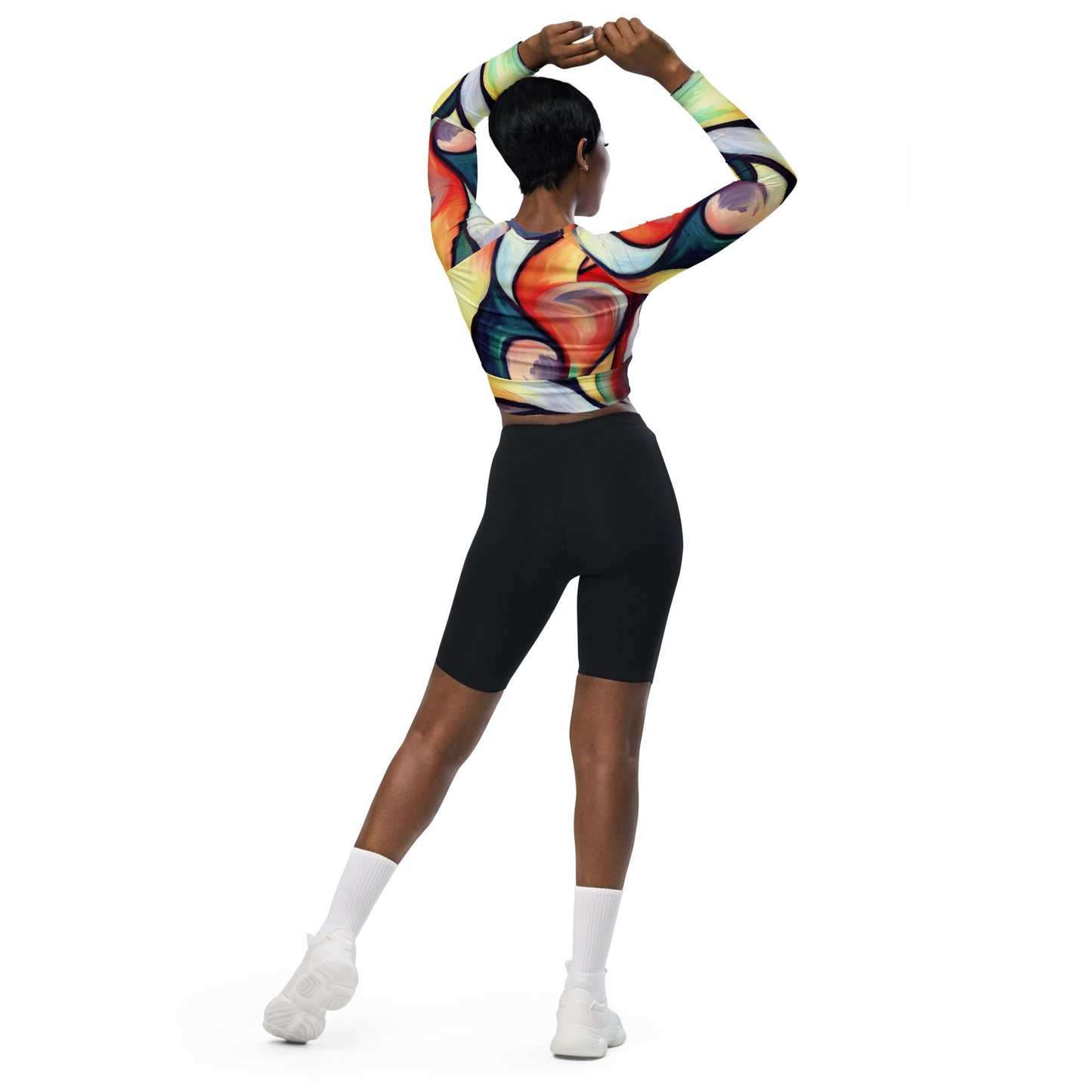 DMV 0277 Abstract Art Recycled long-sleeve crop top