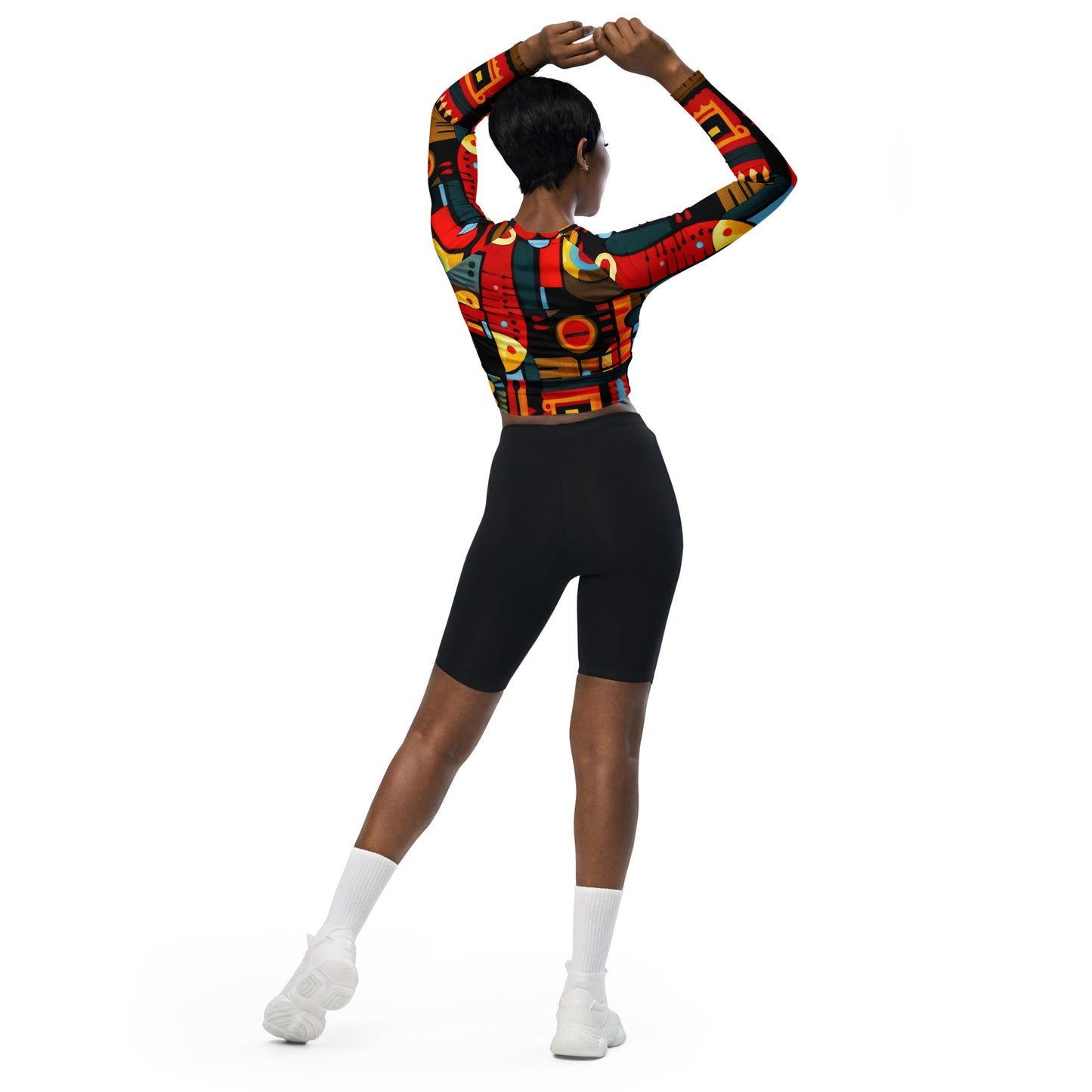 DMV 0233 Psy Art Recycled long-sleeve crop top