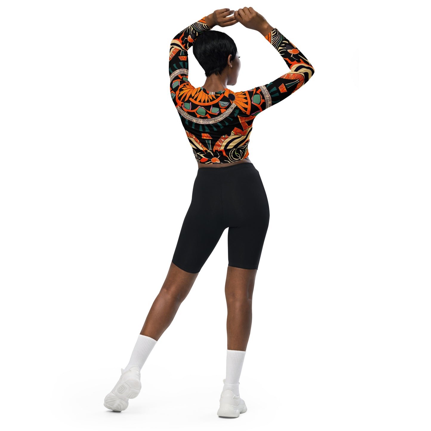 DMV 0033 Boho Recycled long-sleeve crop top