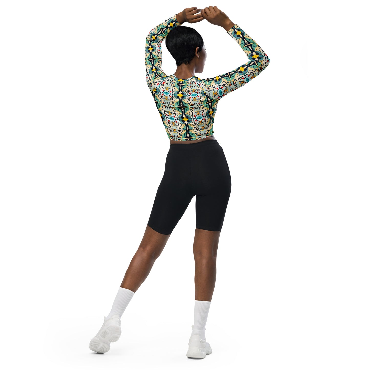 DMV 0076 Vintage Artsy Recycled long-sleeve crop top