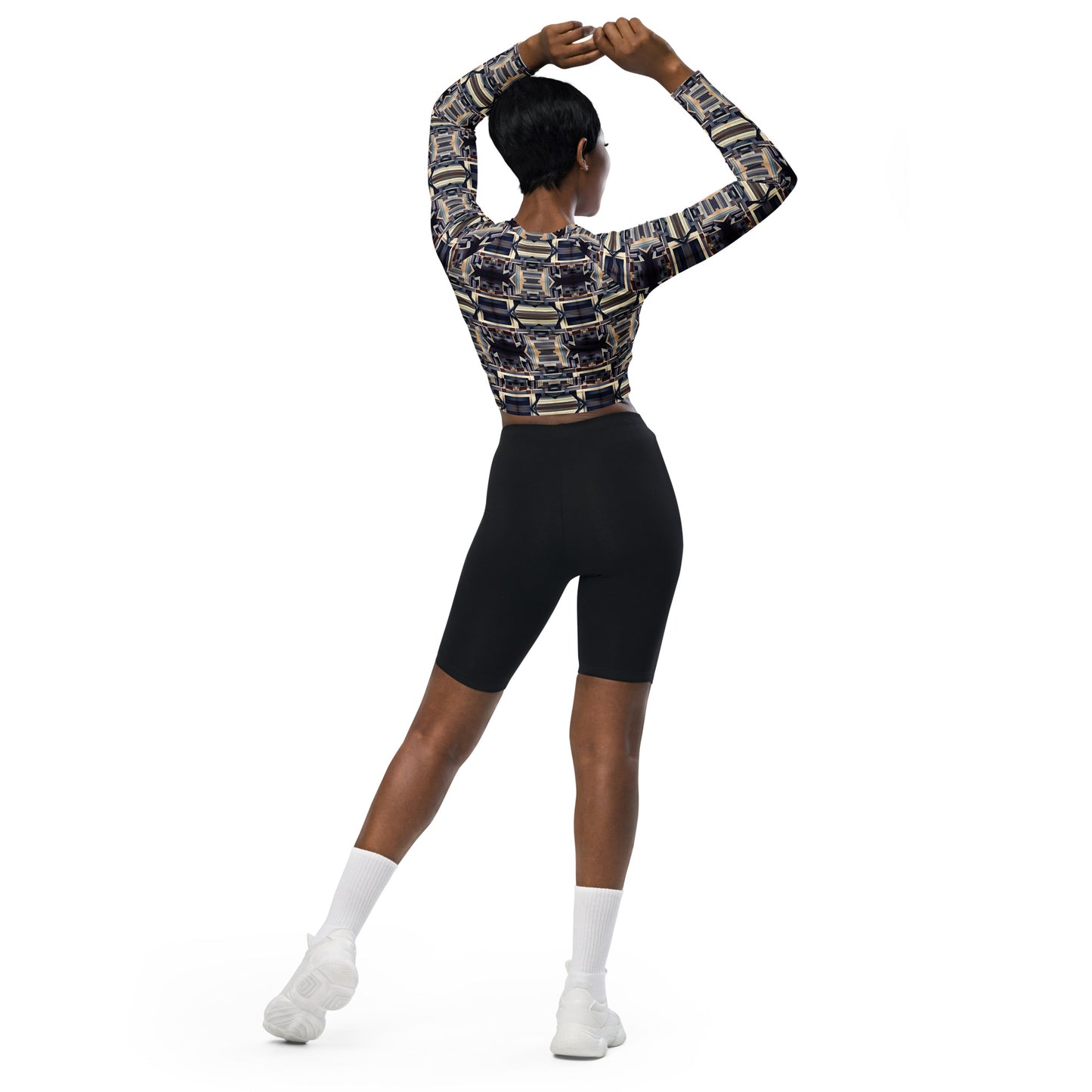 DMV 0058 Conceptual Artsy Recycled long-sleeve crop top