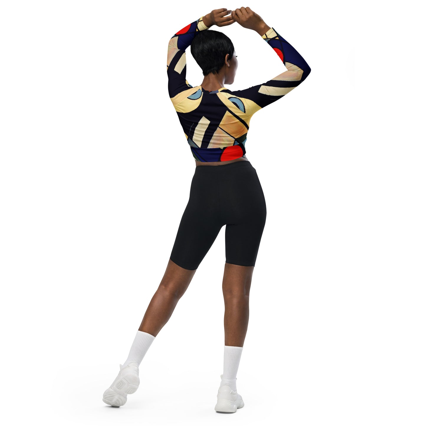 DMV 0234 Abstract Art Recycled long-sleeve crop top