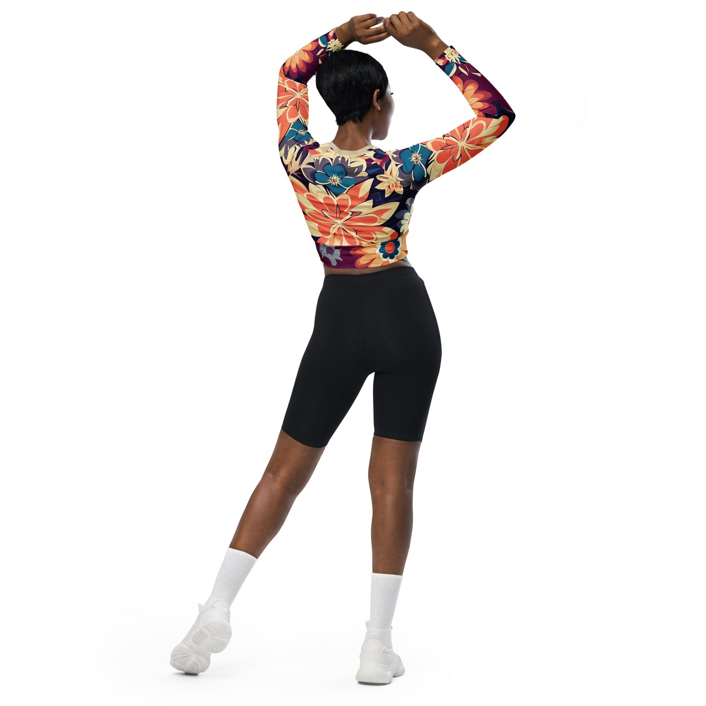 DMV 0253 Floral Recycled long-sleeve crop top