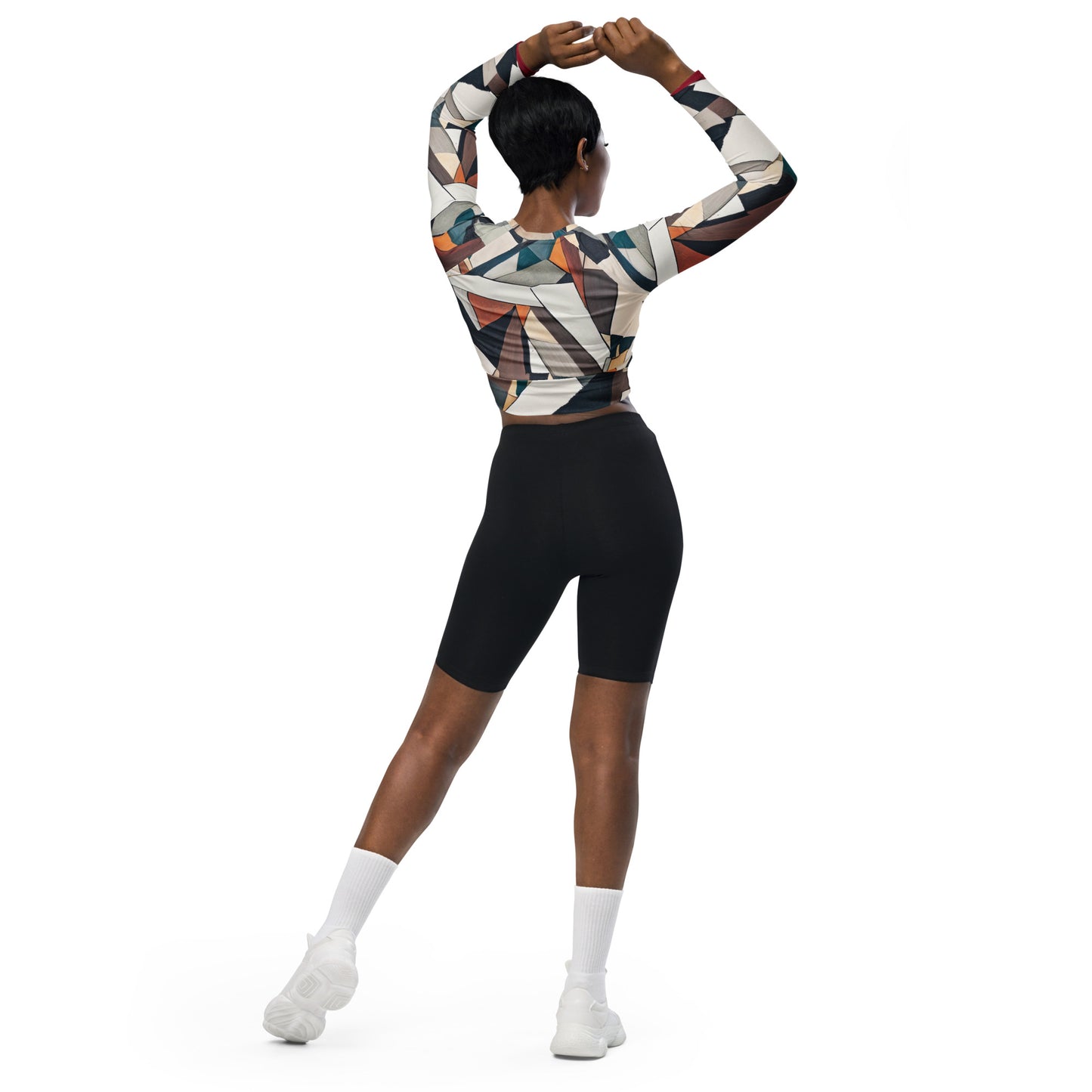 DMV 0264 Abstract Art Recycled long-sleeve crop top