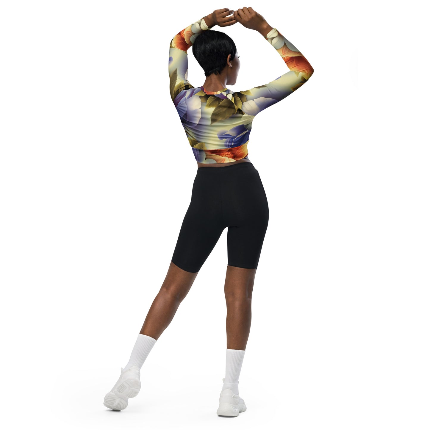 DMV 0109 Floral Recycled long-sleeve crop top