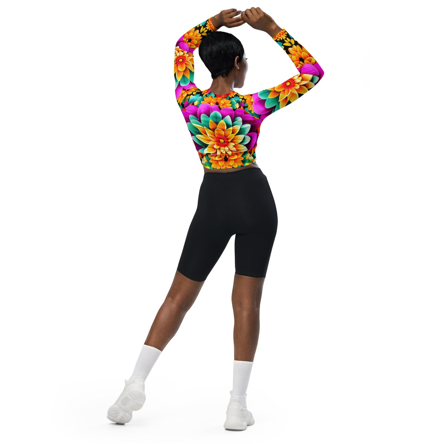 DMV 0250 Floral Recycled long-sleeve crop top