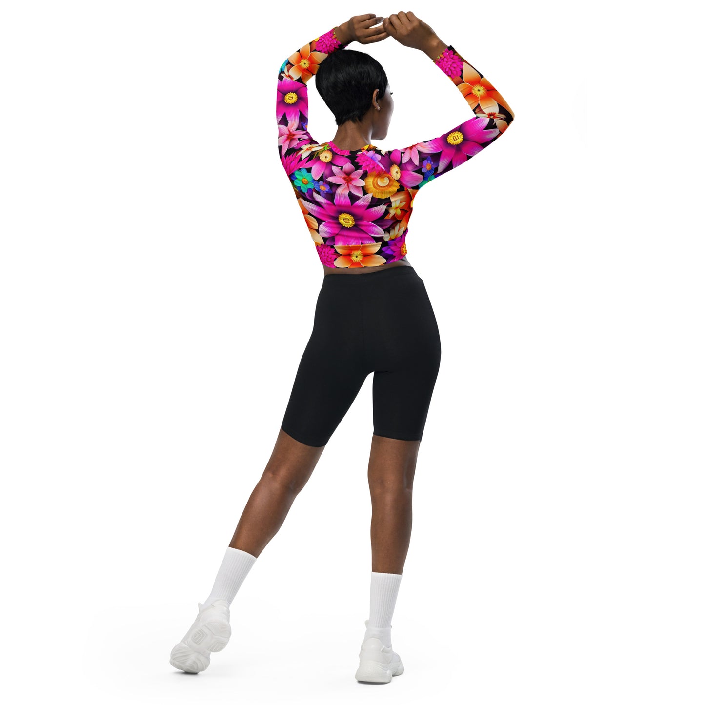 DMV 0136 Floral Recycled long-sleeve crop top