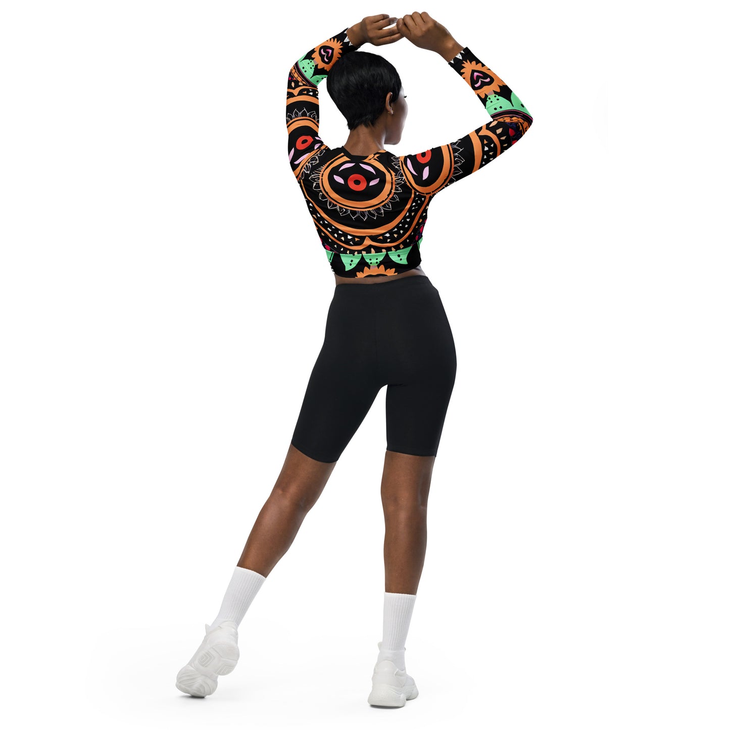 DMV 0180 Boho Recycled long-sleeve crop top