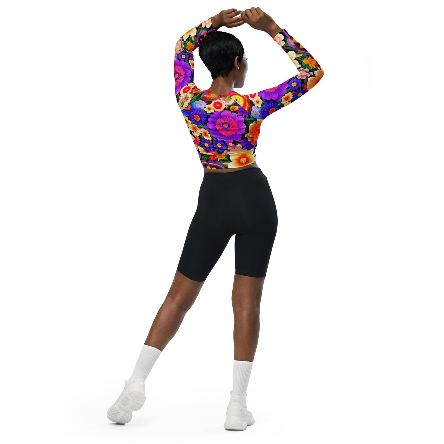 DMV 0309 Floral Recycled long-sleeve crop top