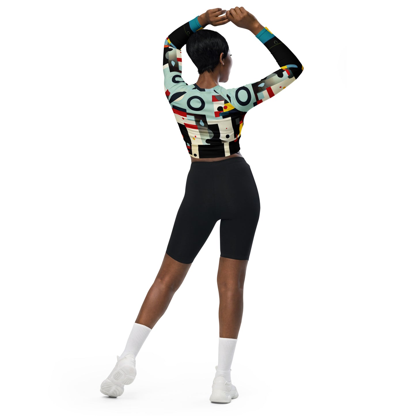 DMV 0152 Retro Art Recycled long-sleeve crop top