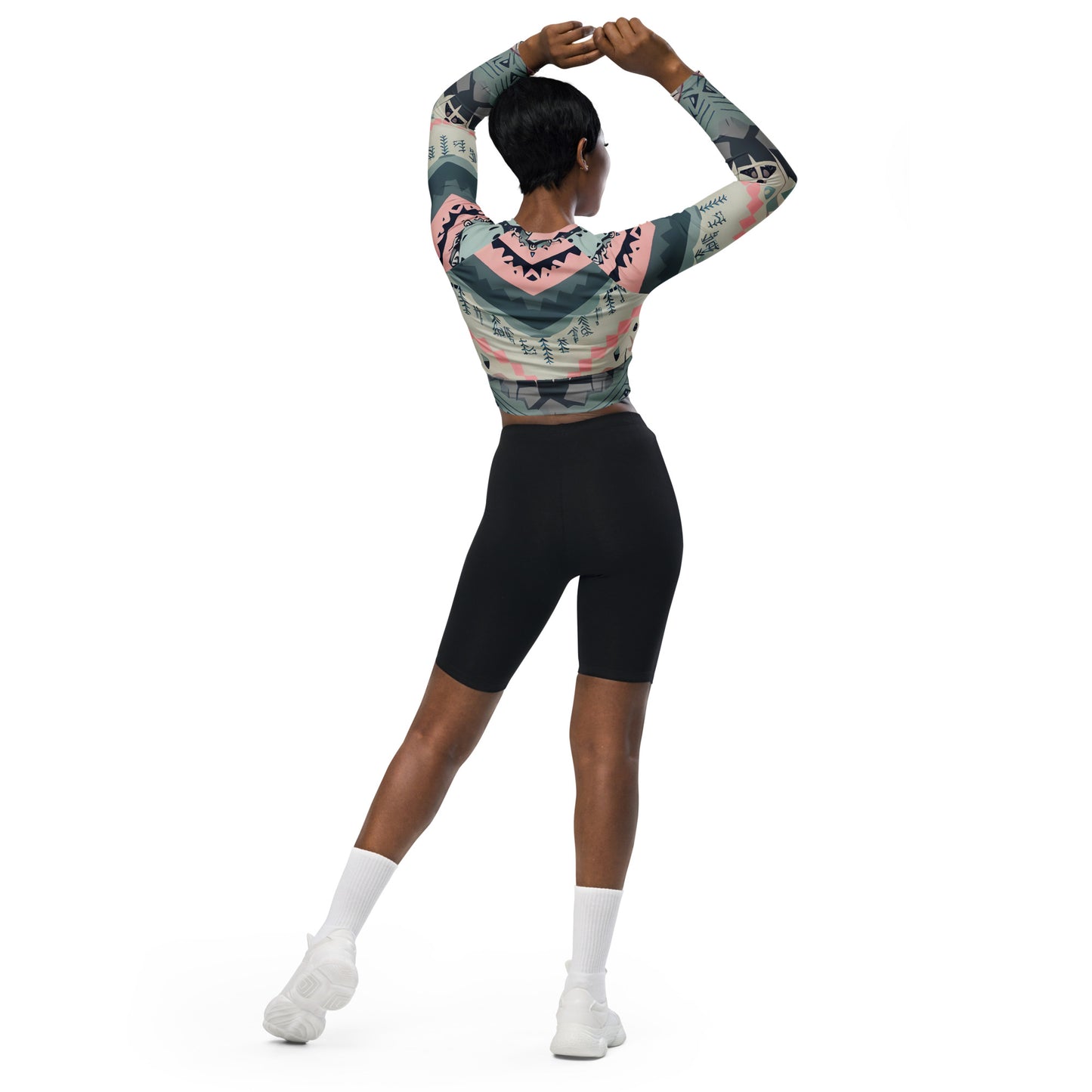 DMV 0306 Boho Recycled long-sleeve crop top