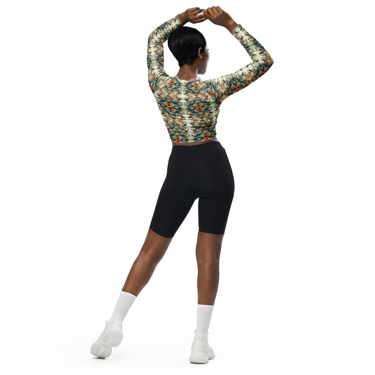 DMV 0408 Chic Boho Recycled long-sleeve crop top