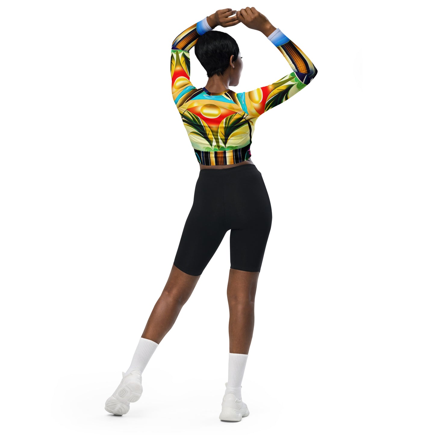 DMV 0258 Retro Art Recycled long-sleeve crop top