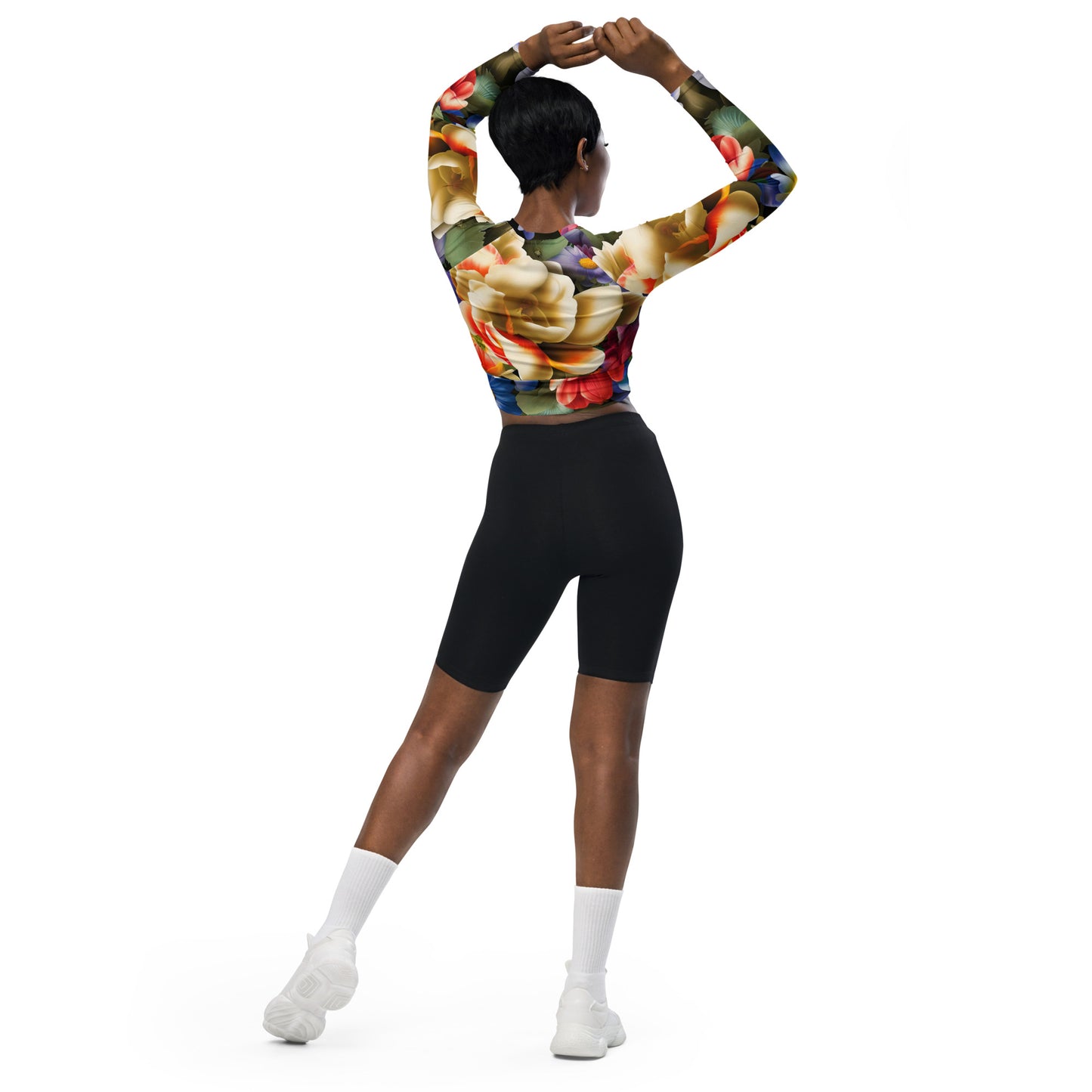 DMV 0268 Floral Recycled long-sleeve crop top