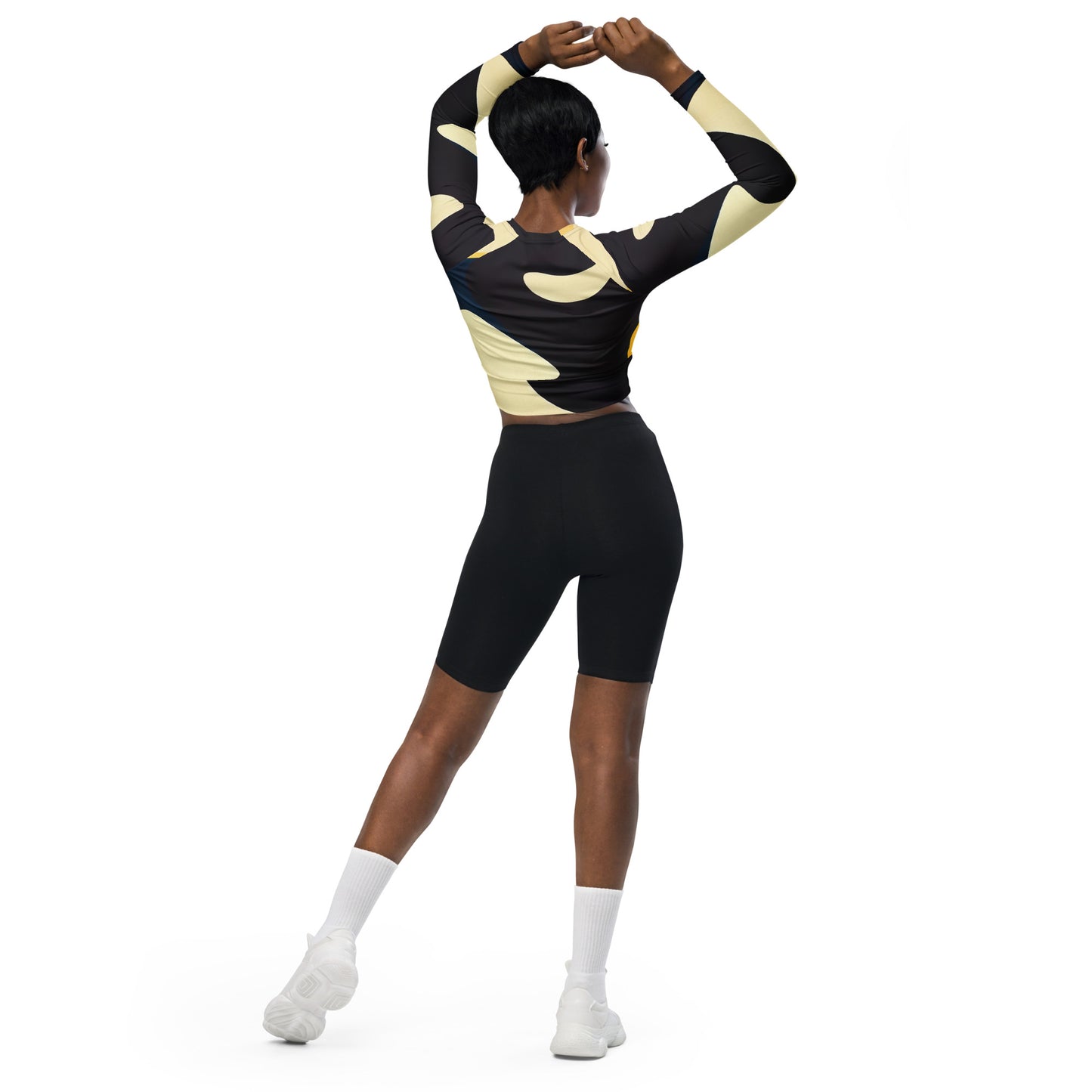 DMV 0421 Retro Art Recycled long-sleeve crop top