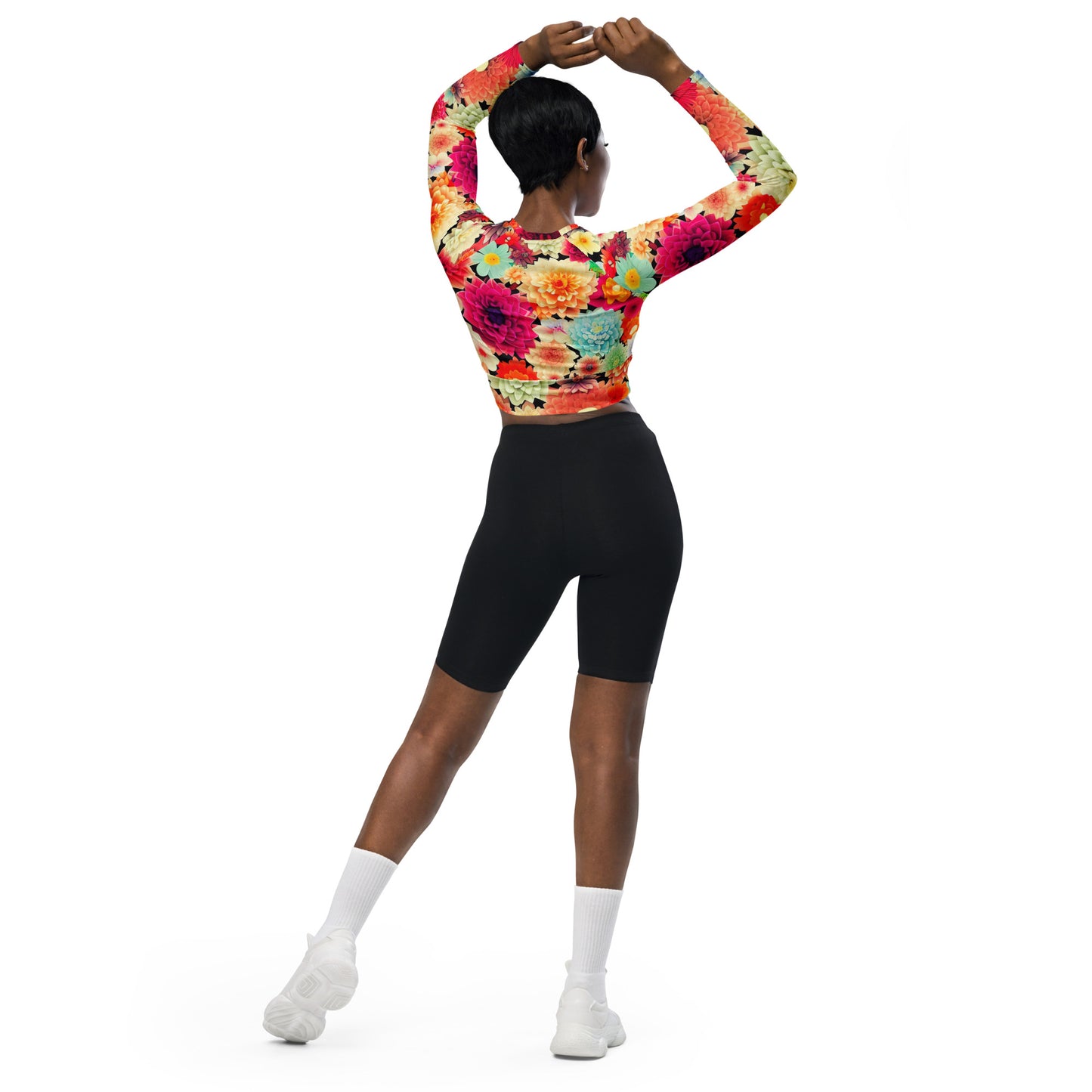 DMV 0424 Floral Recycled long-sleeve crop top