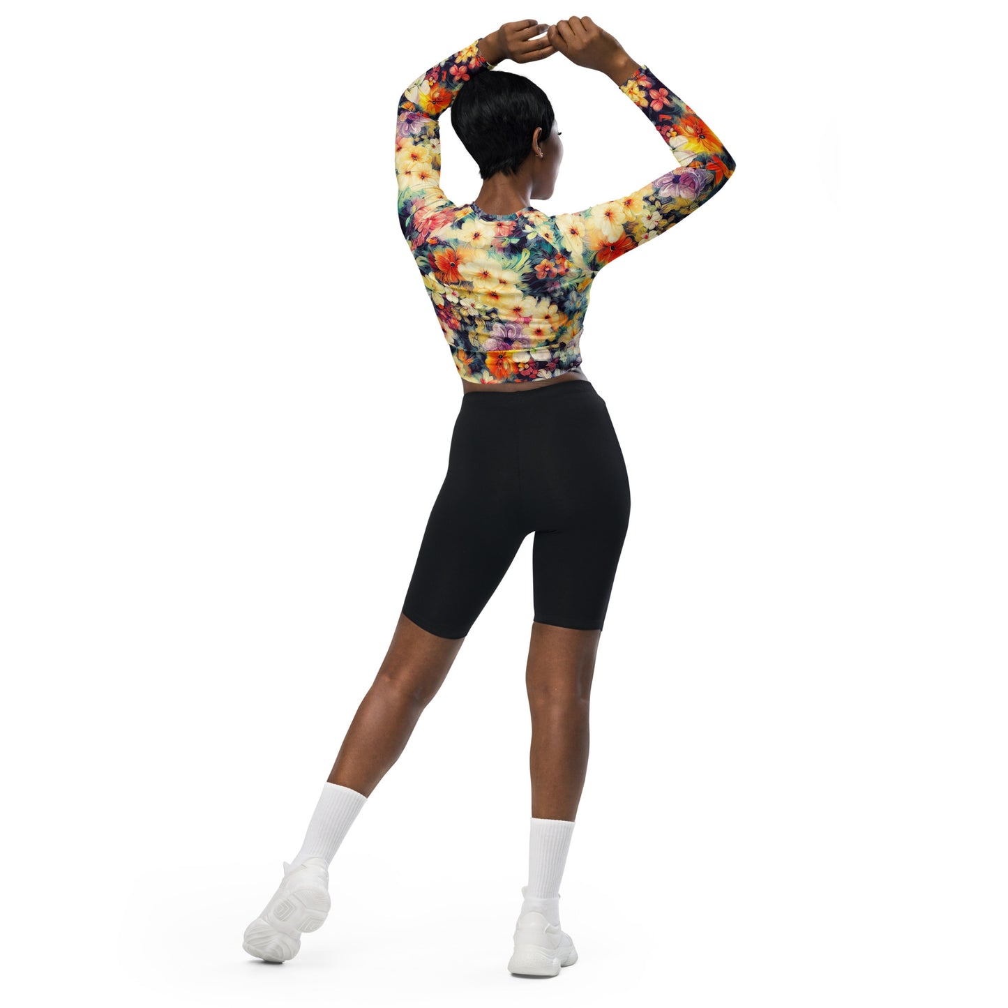 DMV 0513 Floral Recycled long-sleeve crop top