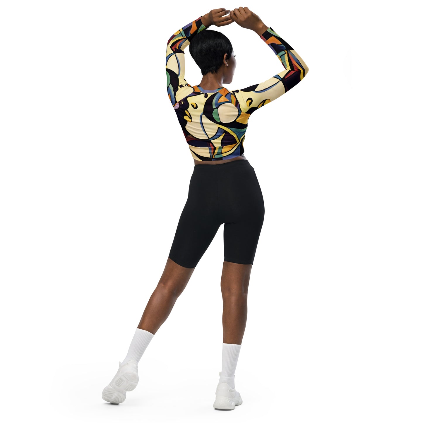 DMV 0666 Retro Art Recycled long-sleeve crop top