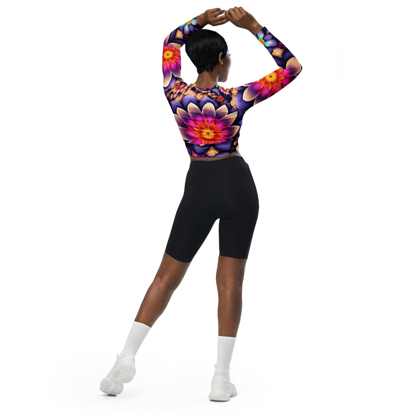 DMV 1987 Floral Recycled long-sleeve crop top