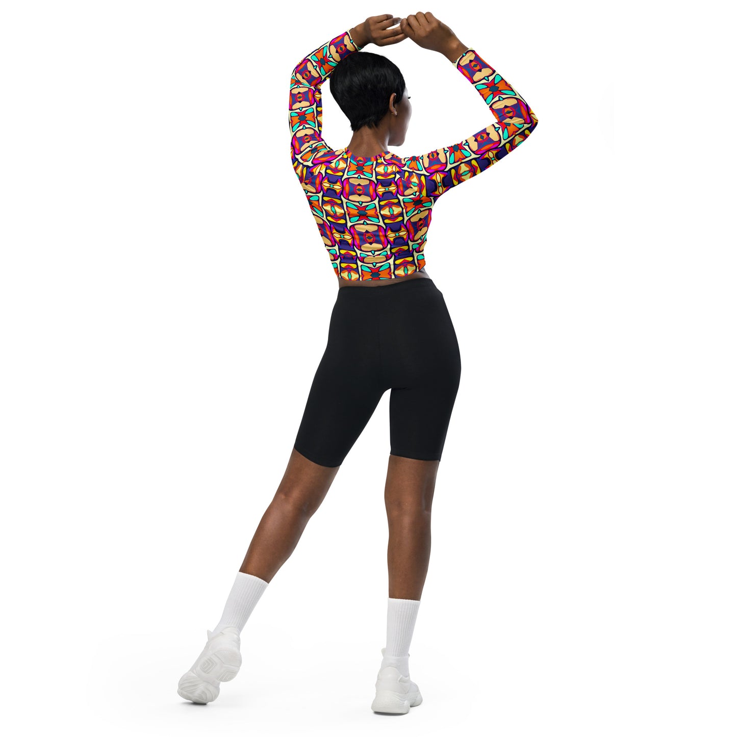 DMV 0479 Vintage Artsy Recycled long-sleeve crop top