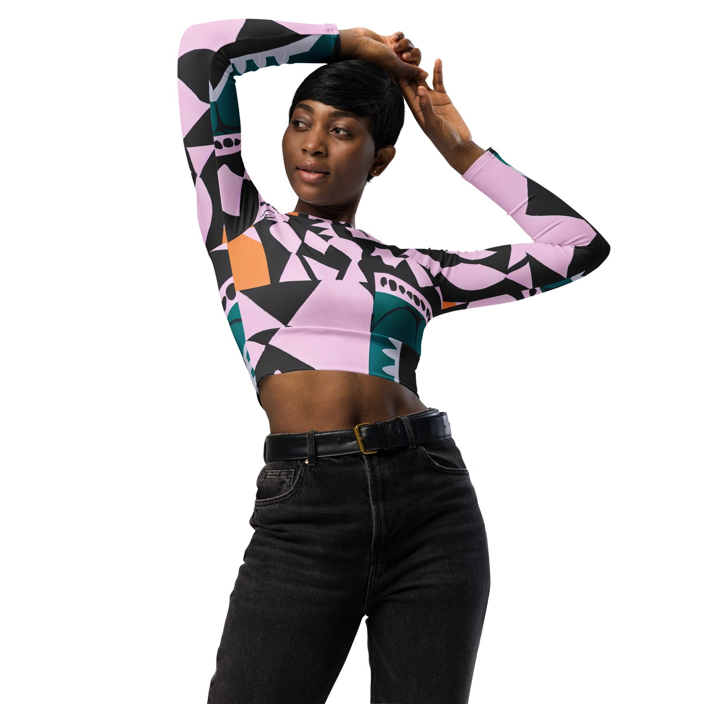 DMV 0229 Boho Recycled long-sleeve crop top