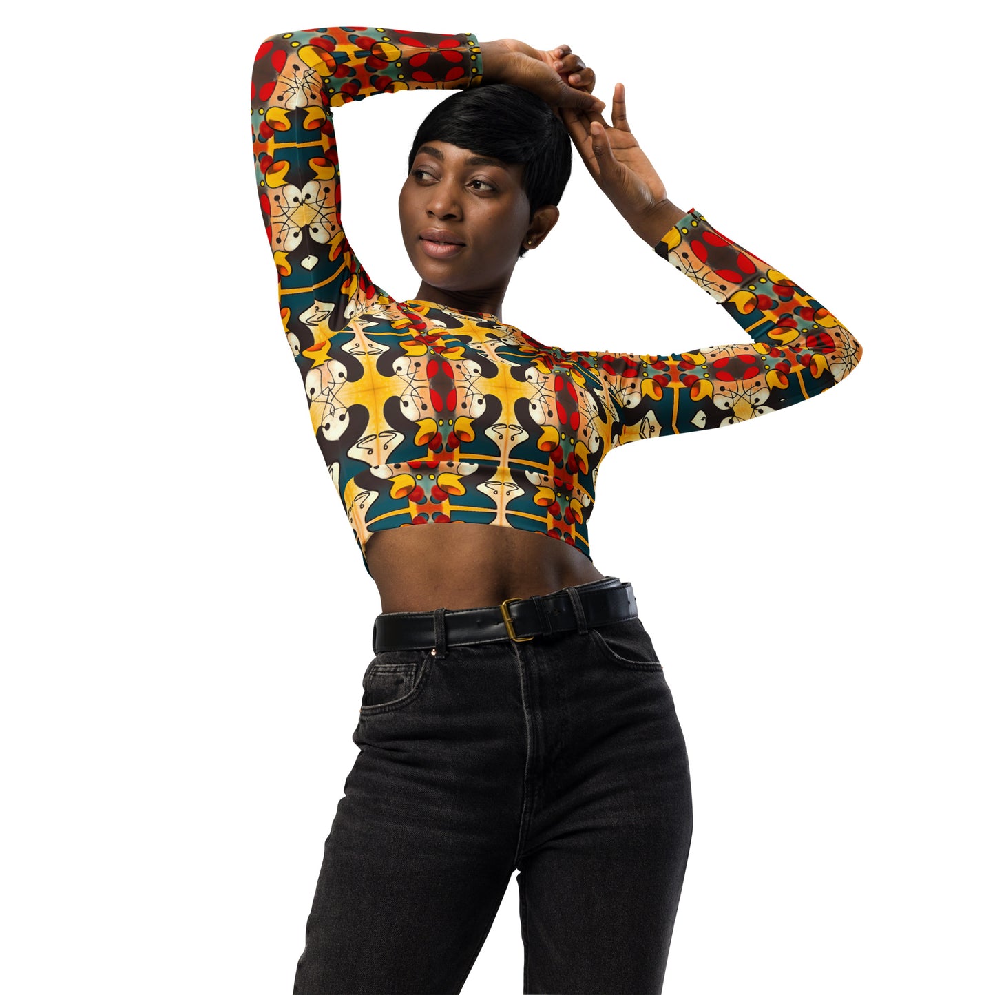 DMV 0281 Vintage Artsy Recycled long-sleeve crop top