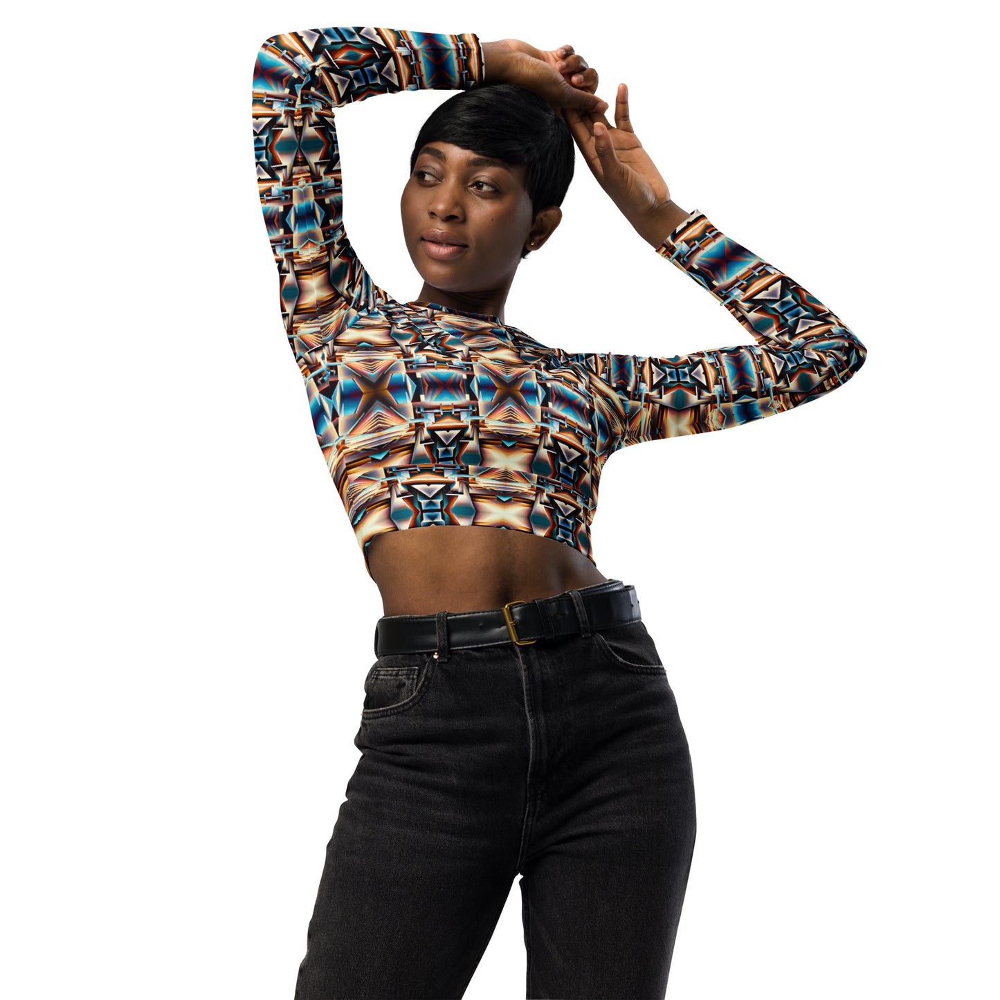 DMV 0275 Conceptual Artsy Recycled long-sleeve crop top