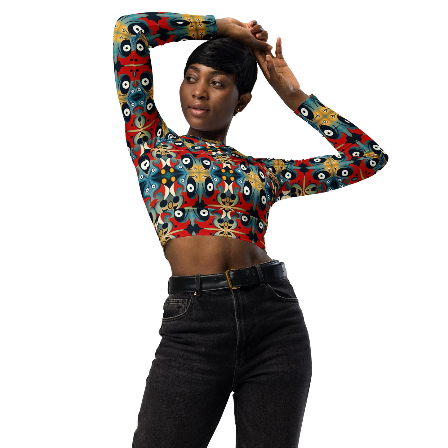 DMV 0269 Vintage Artsy Recycled long-sleeve crop top