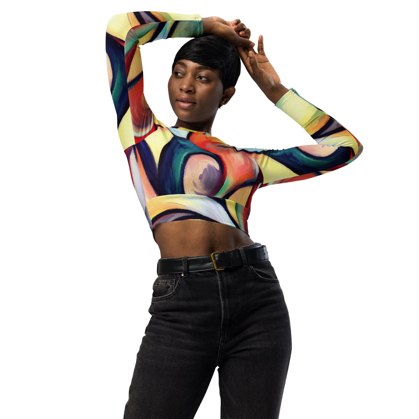 DMV 0277 Abstract Art Recycled long-sleeve crop top