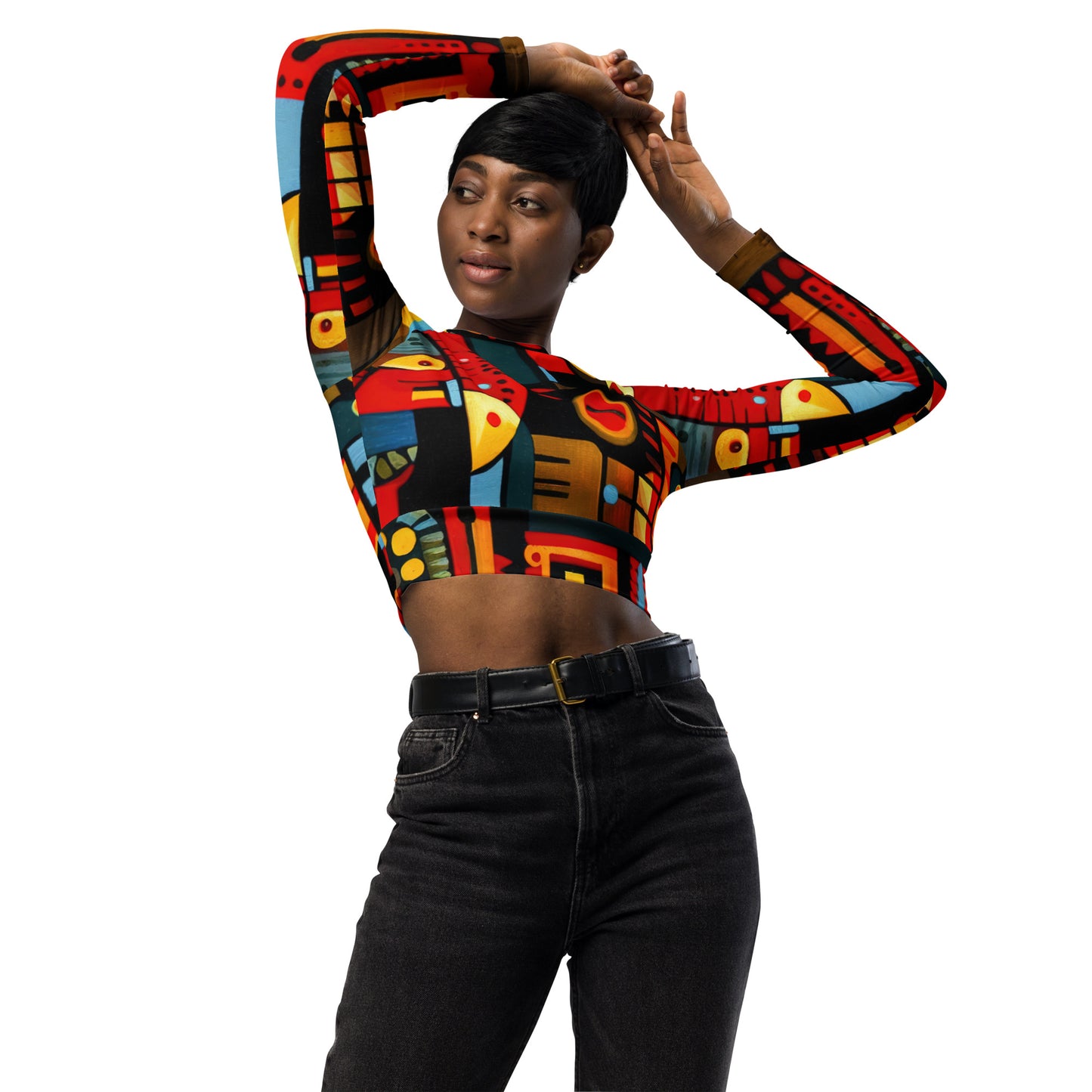 DMV 0233 Psy Art Recycled long-sleeve crop top