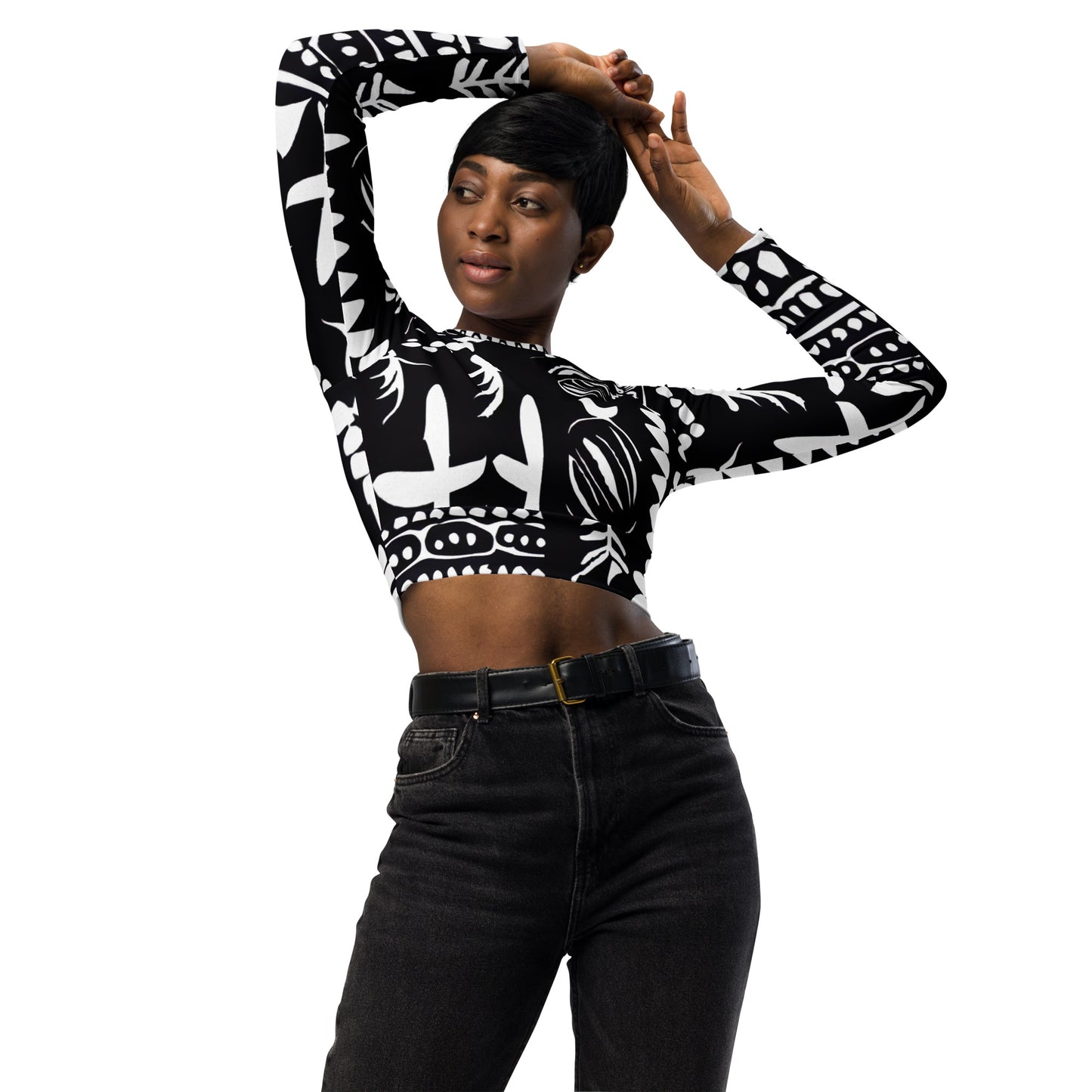 DMV 0060 Boho Recycled long-sleeve crop top