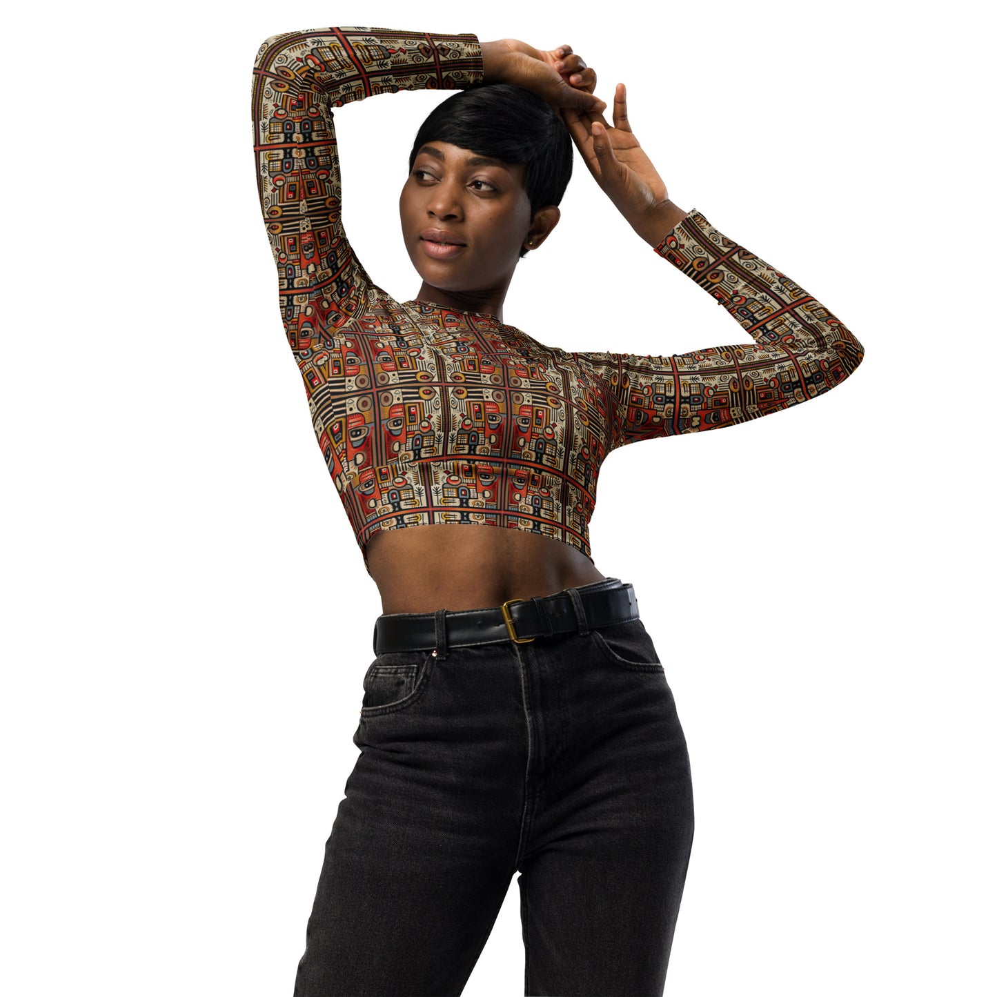 DMV 0073 Classic Boho Recycled long-sleeve crop top