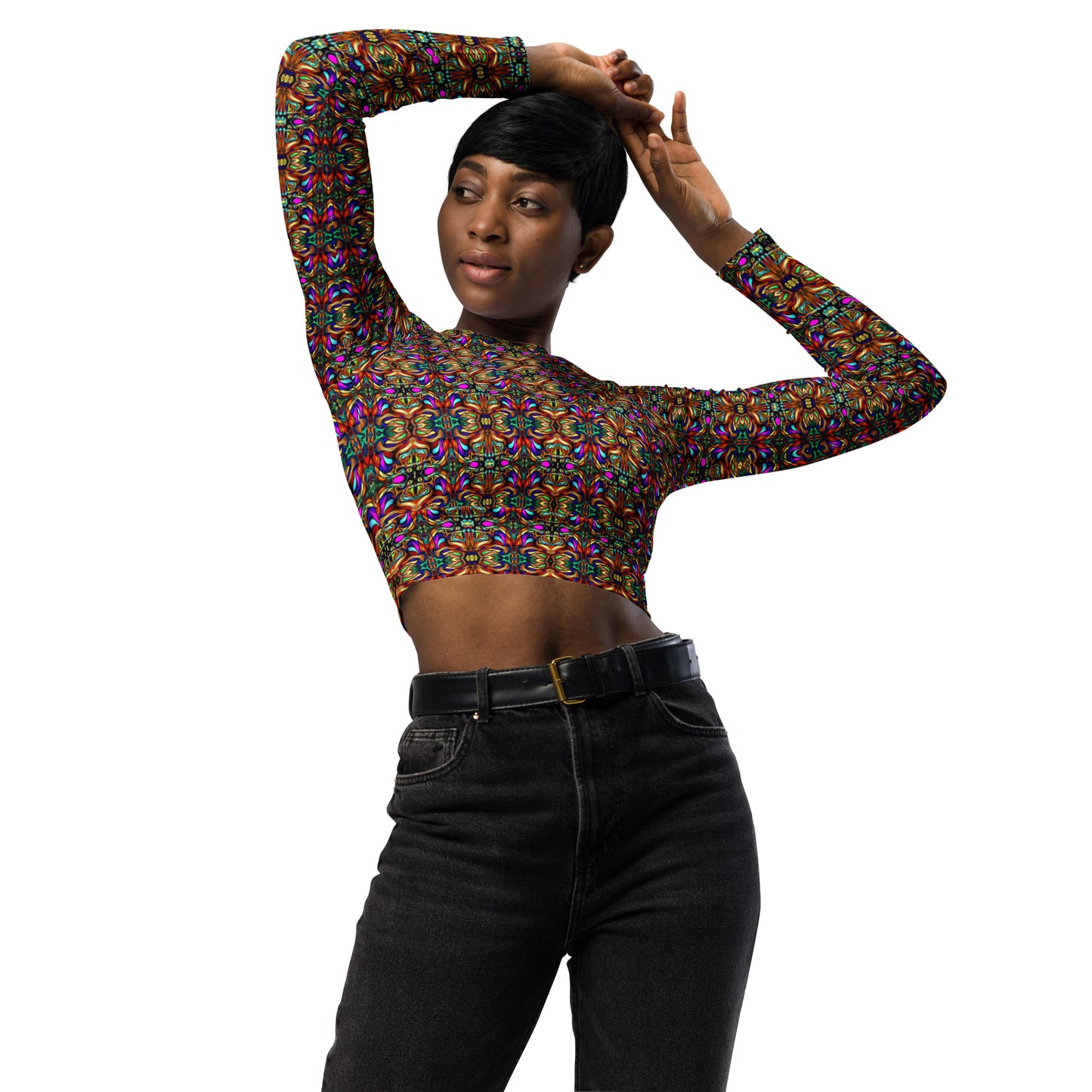 DMV 0056 Psy Artsy Recycled long-sleeve crop top