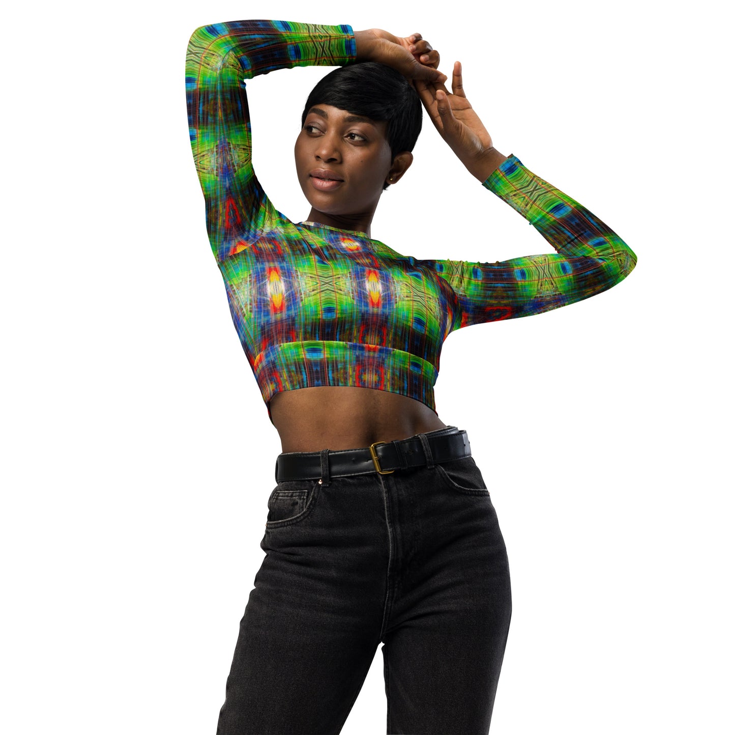 DMV 0077 Avant Garde Artsy Recycled long-sleeve crop top