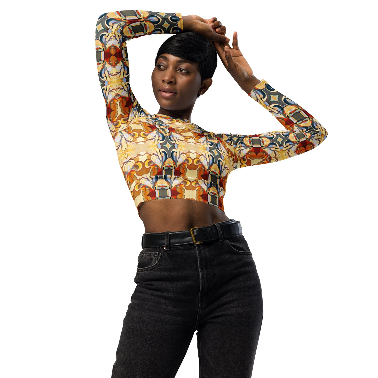 DMV 0089 Chic Boho Recycled long-sleeve crop top