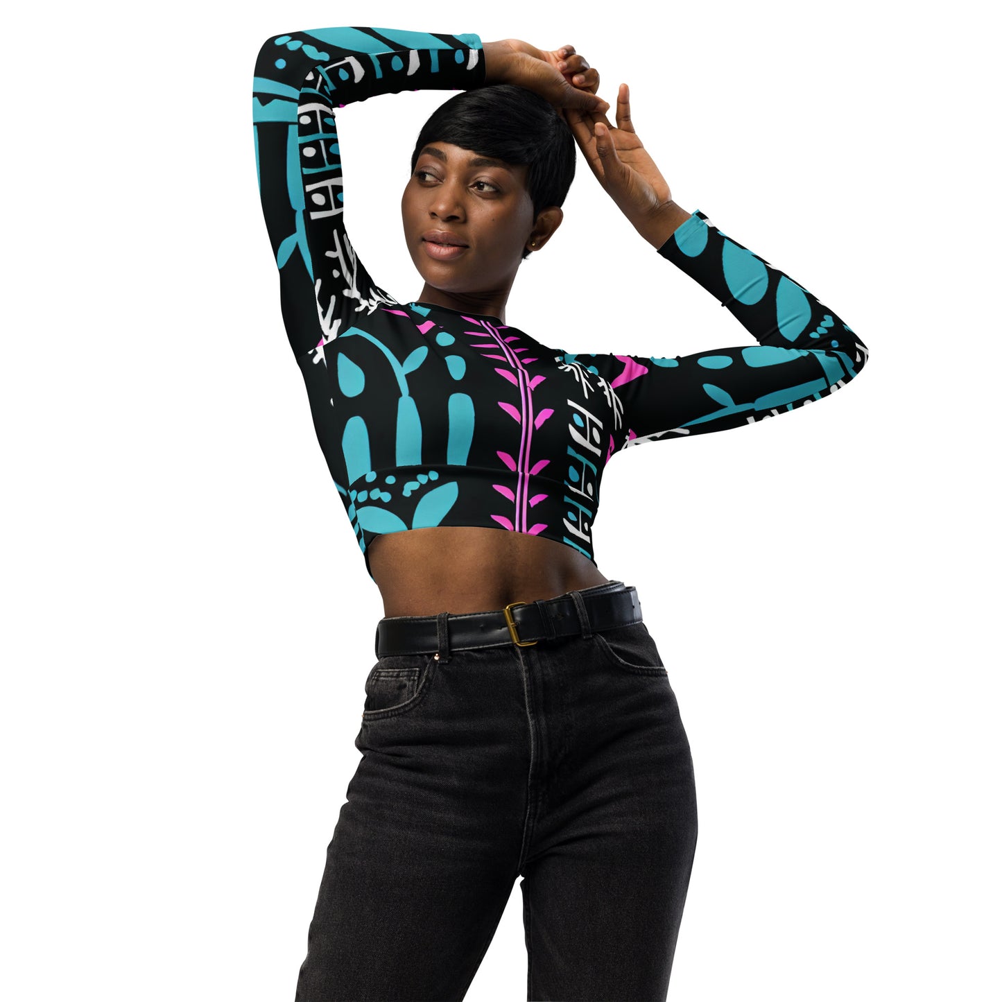 DMV 0122 Boho Recycled long-sleeve crop top