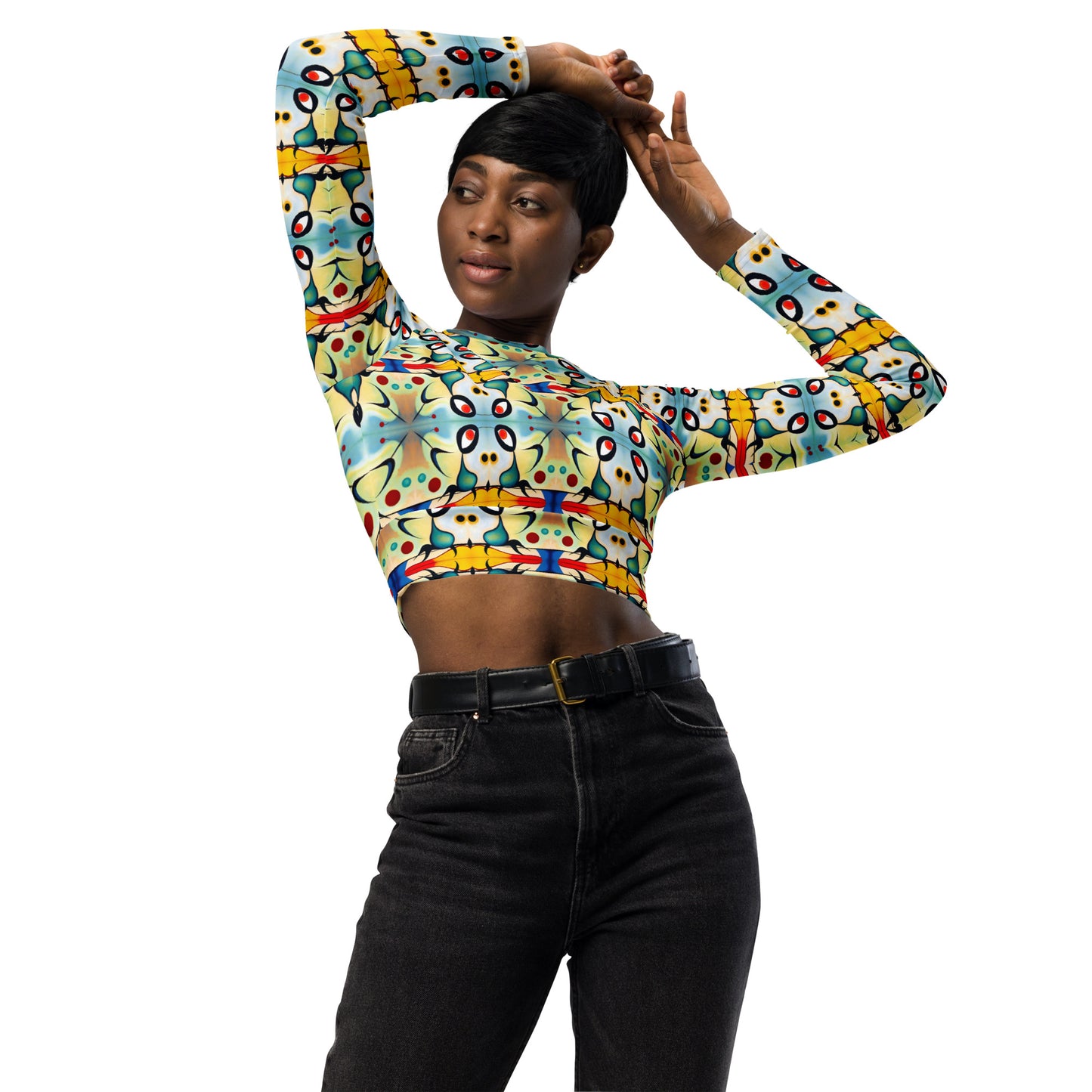 DMV 0102 Vintage Artsy Recycled long-sleeve crop top