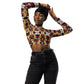 DMV 0142 Geo Boho Recycled long-sleeve crop top